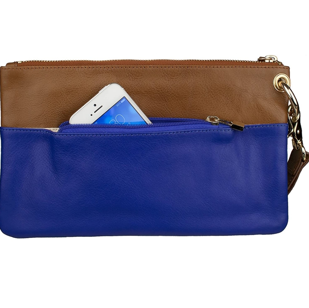 Genuine Leather Sapphire Boulevard Clutch - NWT